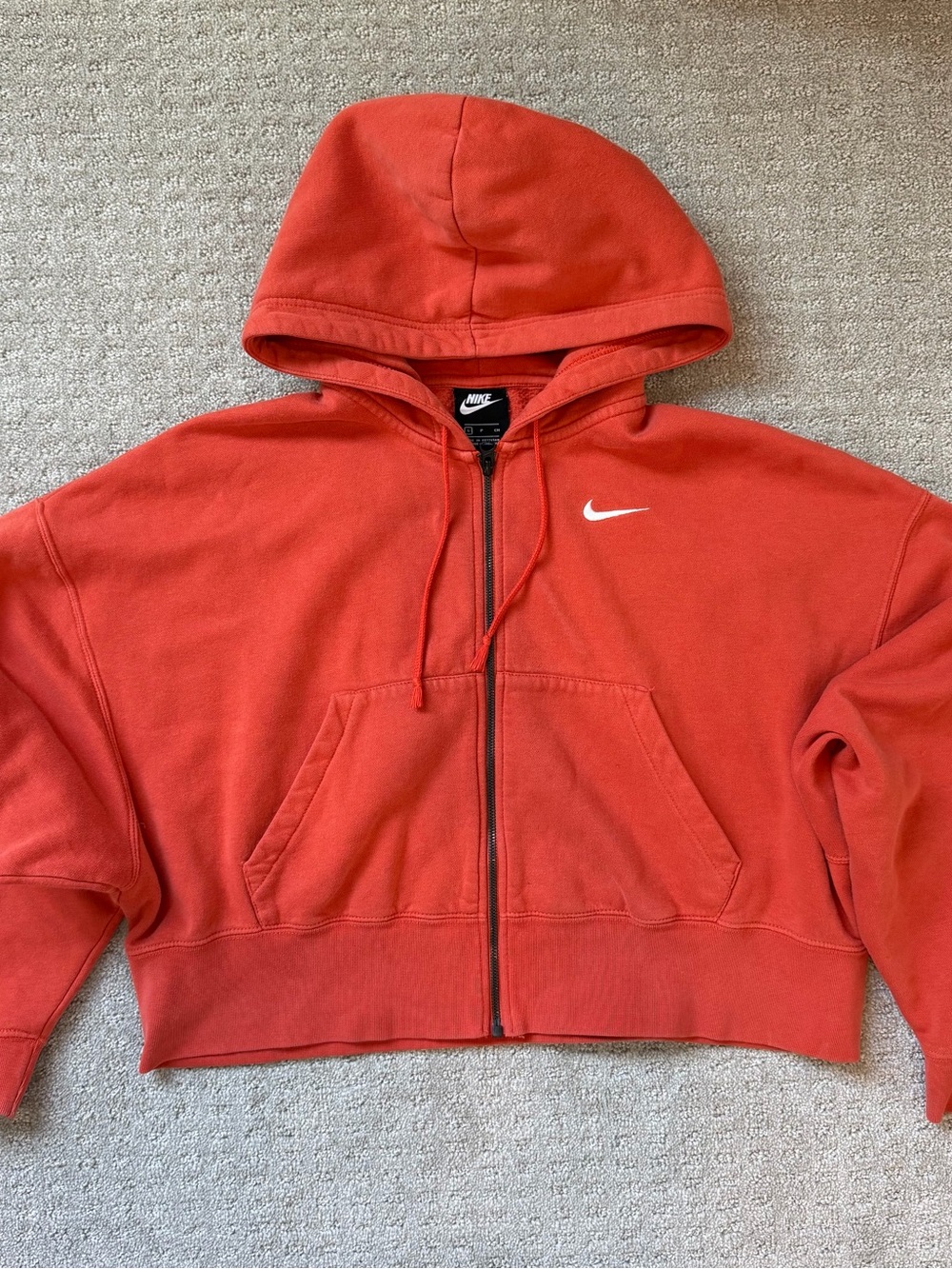 Nike Women’s Orange Cropped Zip-Up Hoodie